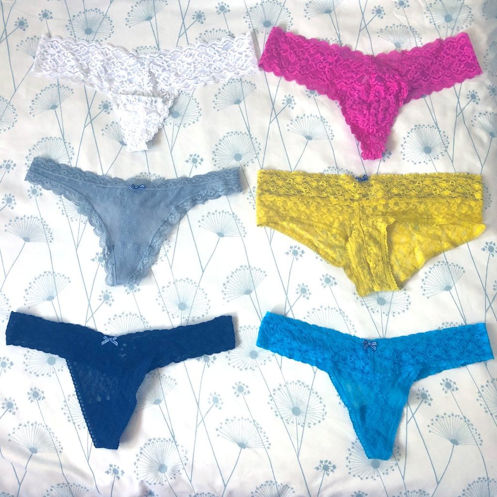 6 for $69 Gilly Hicks Lacy Thongs M/L